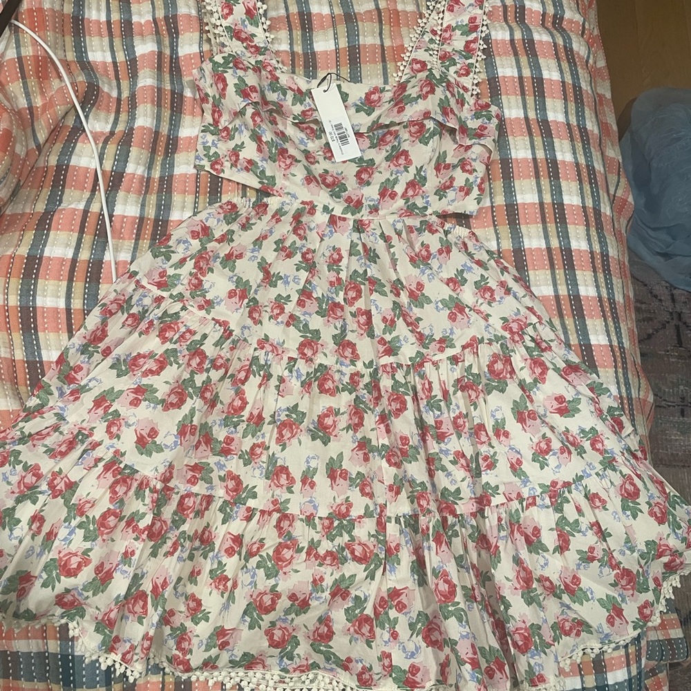 MARBLE Floral Dress with an open back.